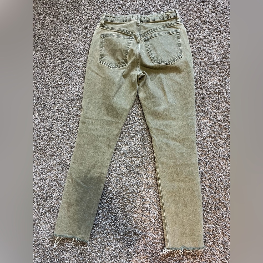 We The Free Button Fly Distressed Jeans Women’s Size -27 Olive Green - Picture 8 of 8